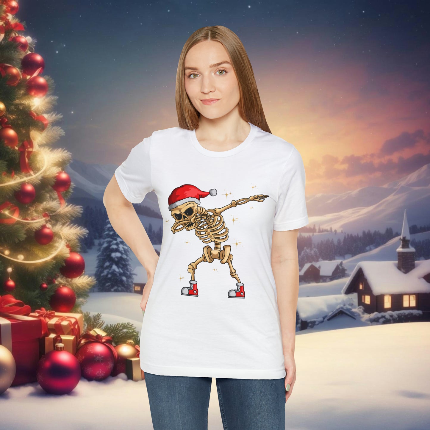 Dabbing Santa Skeleton Unisex Jersey Short Sleeve Tee