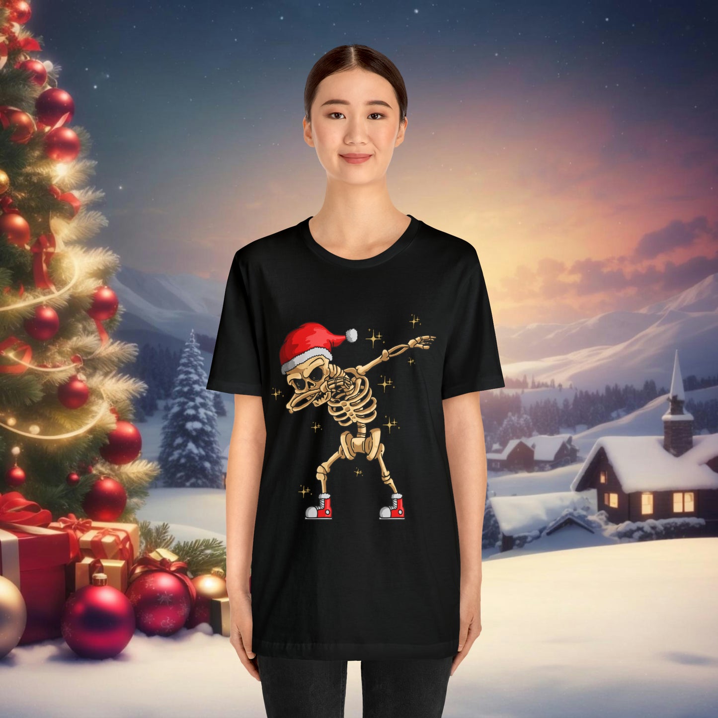 Dabbing Santa Skeleton Unisex Jersey Short Sleeve Tee