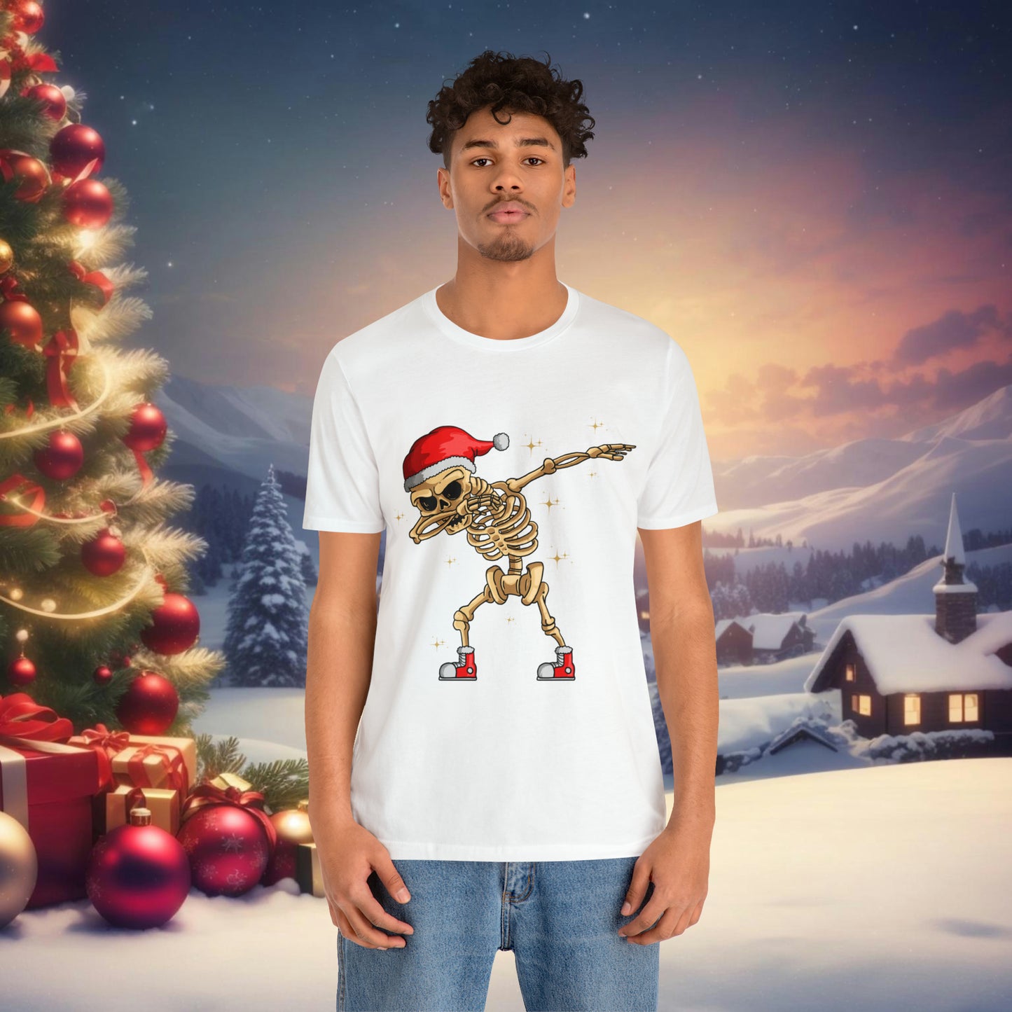 Dabbing Santa Skeleton Unisex Jersey Short Sleeve Tee