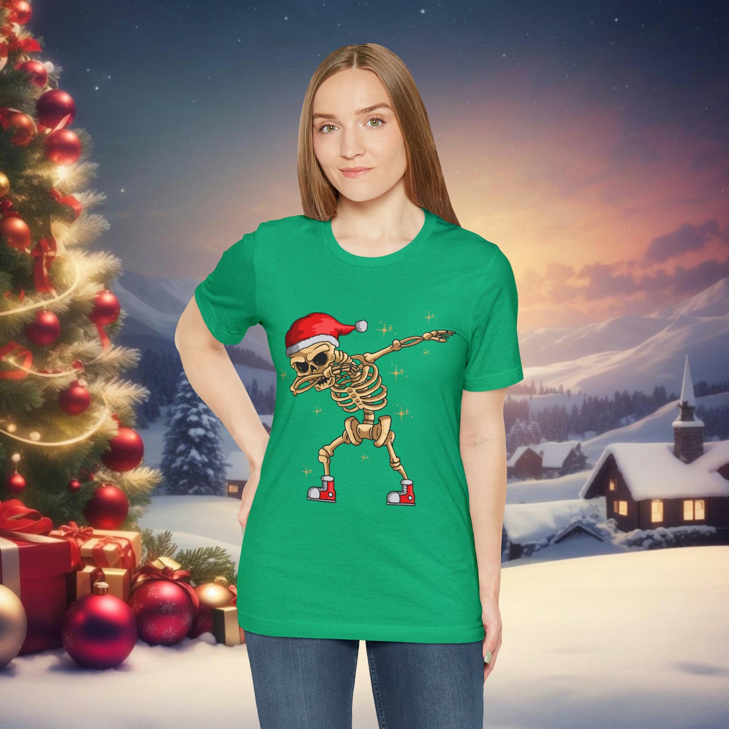 Dabbing Santa Skeleton Unisex Jersey Short Sleeve Tee