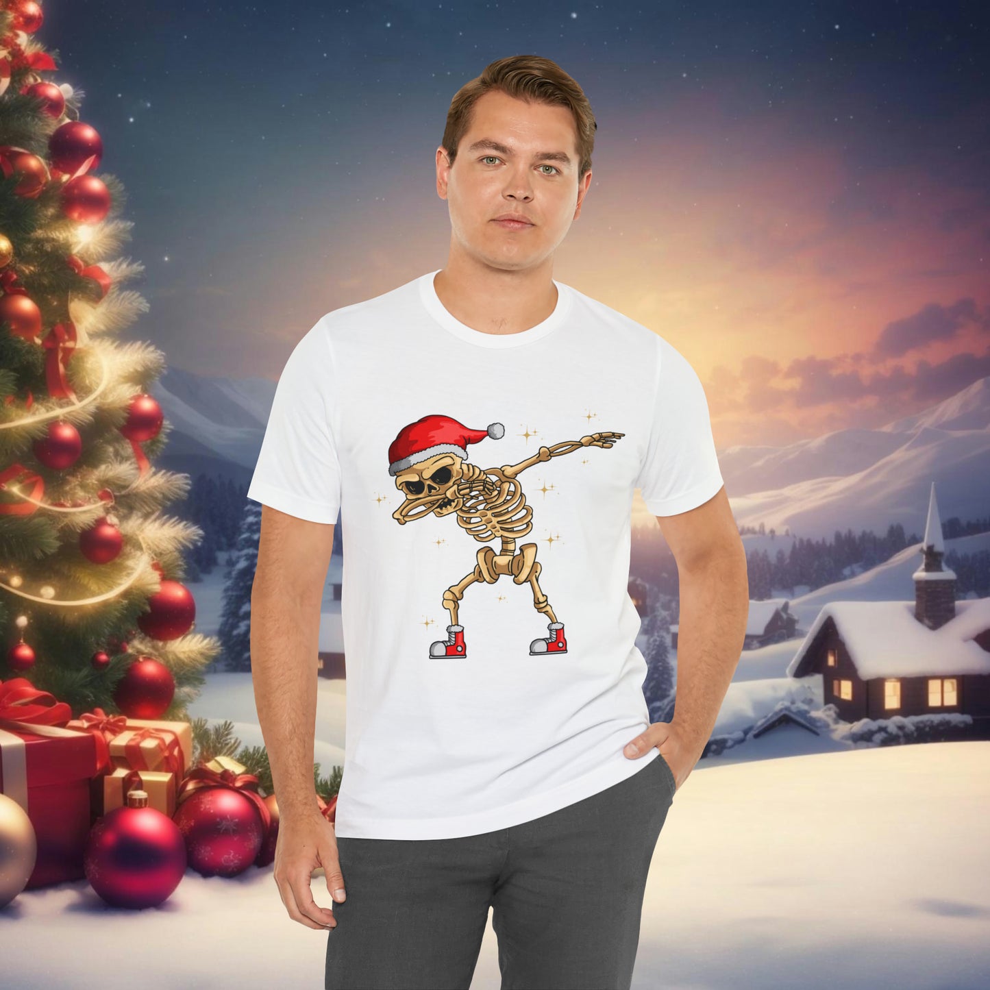 Dabbing Santa Skeleton Unisex Jersey Short Sleeve Tee