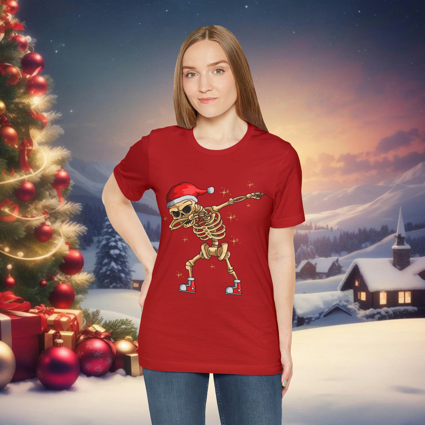 Dabbing Santa Skeleton Unisex Jersey Short Sleeve Tee