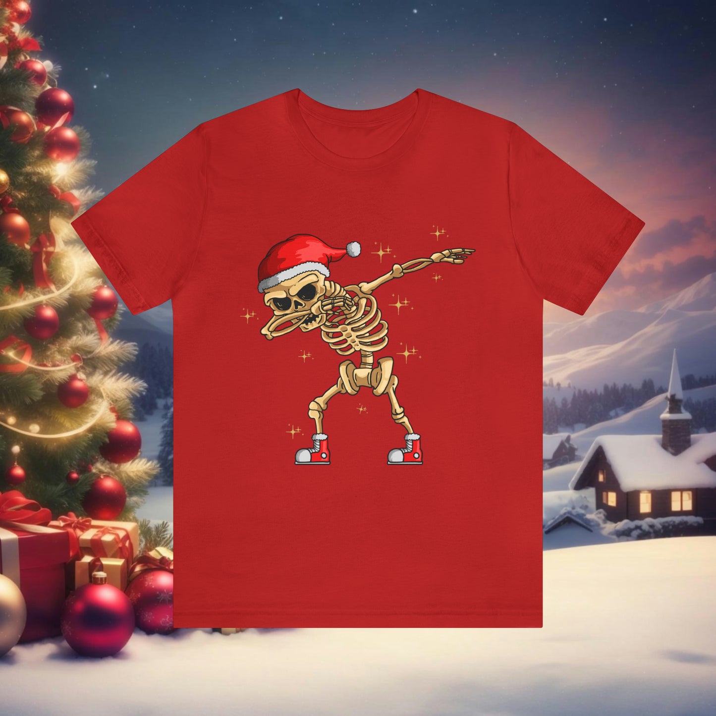 Dabbing Santa Skeleton Unisex Jersey Short Sleeve Tee