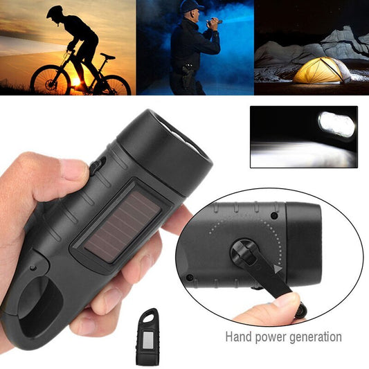 Hand Crank & Solar Powered Flashlight - Onset Gadgets