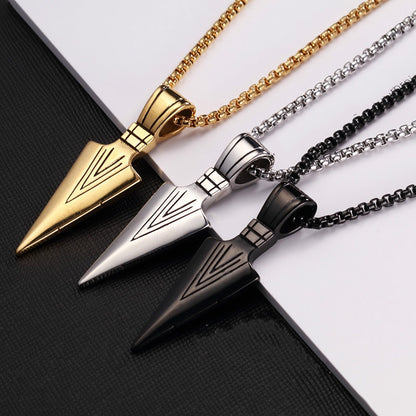 Men's Fashion Jewelry Black Gold Silver color Arrow Head Pendant Long Chain Necklaces mens necklaces Collier Femme ArrowHead - Onset Gadgets