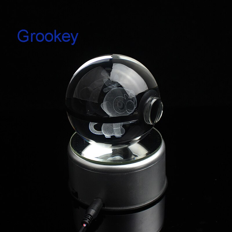 Popullar 80mm 3.15 inch Diameter Crystal Glass Poket Ball with Rotated LED Lamp Base - Onset Gadgets