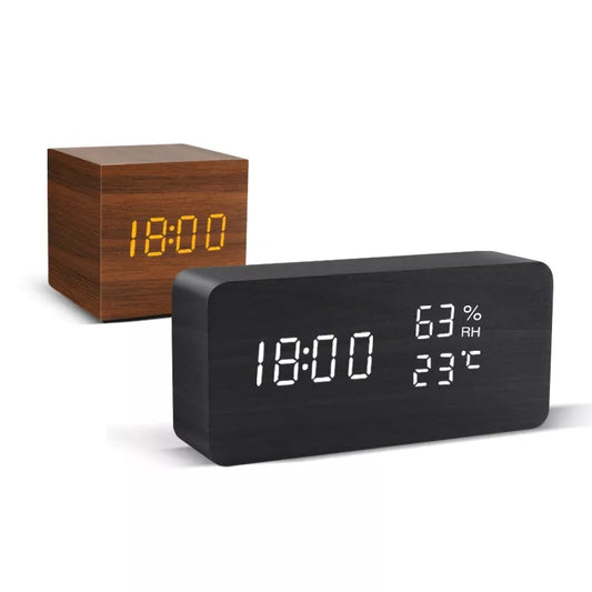 Alarm Clock LED Wooden Watch - Onset Gadgets