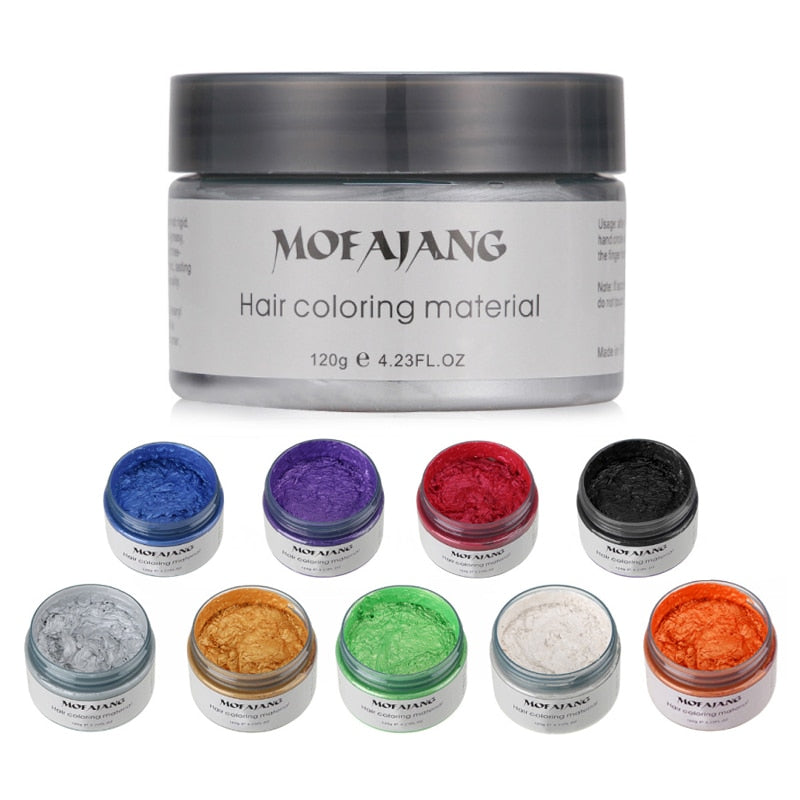 Mofajang Color Hair Wax Styling Pomade Silver Grandma Grey Disposable Natural Hair Strong Gel Cream Hair Dye for Women Men 120g - Onset Gadgets