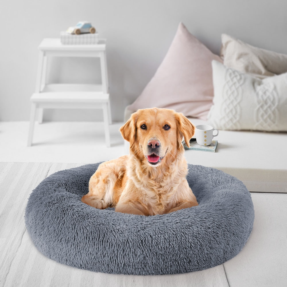 Round Long Plush Dog Beds for Large Dogs Winter Pet Products Cushion Super Soft Fluffy Comfortable Cat Mat Supplies Accessories - Onset Gadgets