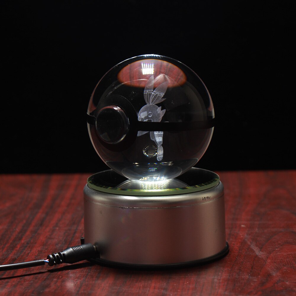 Popullar 80mm 3.15 inch Diameter Crystal Glass Poket Ball with Rotated LED Lamp Base - Onset Gadgets