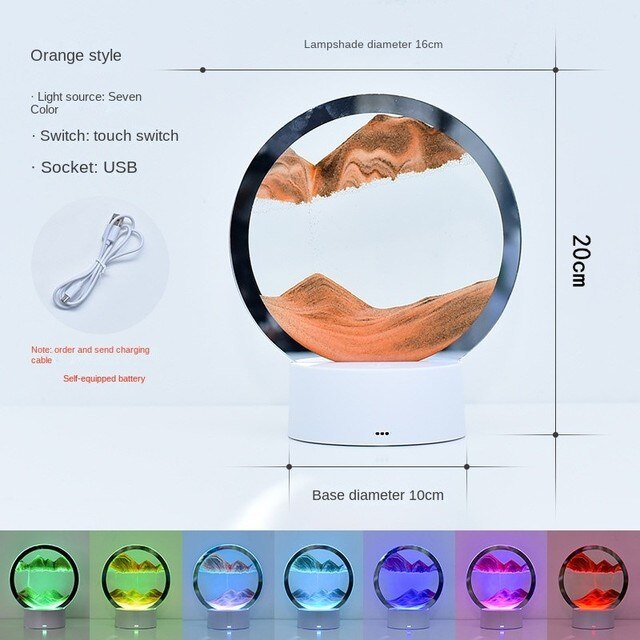 7 Colors USB Sandscape Table Lamp - Onset Gadgets