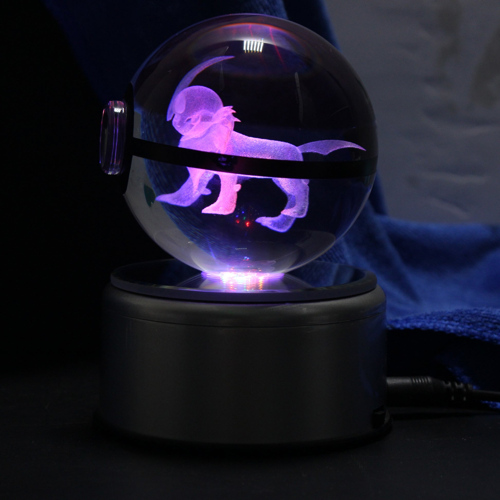 Popullar 80mm 3.15 inch Diameter Crystal Glass Poket Ball with Rotated LED Lamp Base - Onset Gadgets