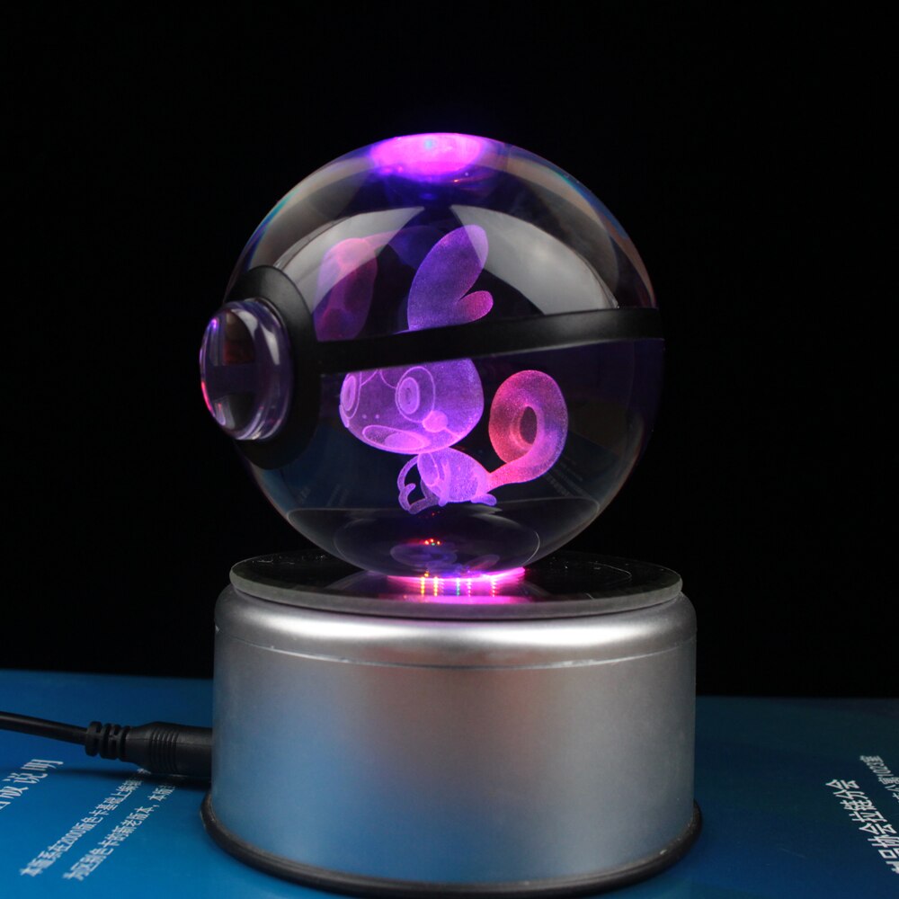 Popullar 80mm 3.15 inch Diameter Crystal Glass Poket Ball with Rotated LED Lamp Base - Onset Gadgets