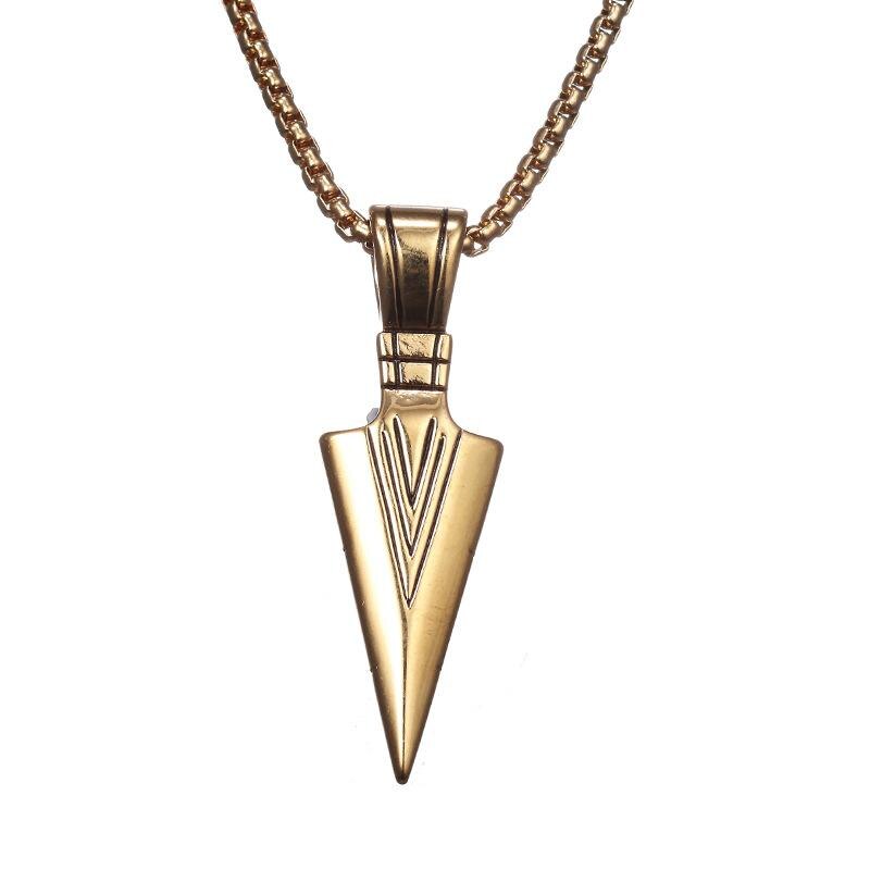 Men's Fashion Jewelry Black Gold Silver color Arrow Head Pendant Long Chain Necklaces mens necklaces Collier Femme ArrowHead - Onset Gadgets