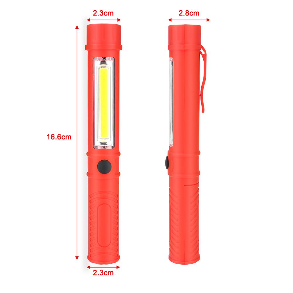 Multifunction COB LED Mini Pen Light Work Inspection LED Flashlight Torch Lamp With the Bottom Magnet and Clip Black/Red/Blue - Onset Gadgets