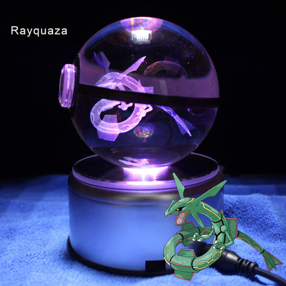 Popullar 80mm 3.15 inch Diameter Crystal Glass Poket Ball with Rotated LED Lamp Base - Onset Gadgets