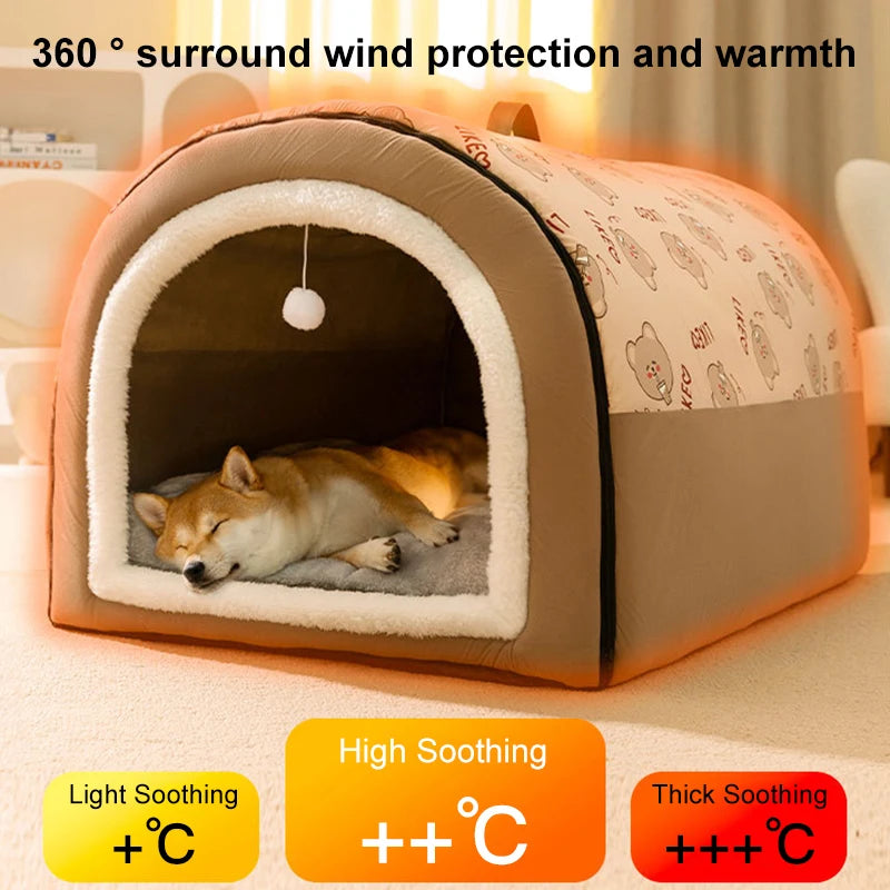 PupCave - Detachable 2 In 1 Winter Warm Dog Cave Bed House