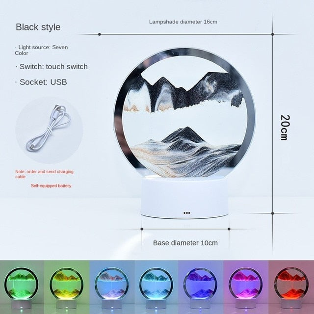 7 Colors USB Sandscape Table Lamp - Onset Gadgets