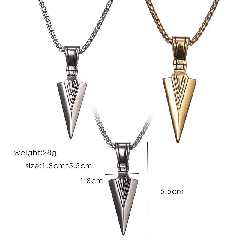 Men's Fashion Jewelry Black Gold Silver color Arrow Head Pendant Long Chain Necklaces mens necklaces Collier Femme ArrowHead - Onset Gadgets