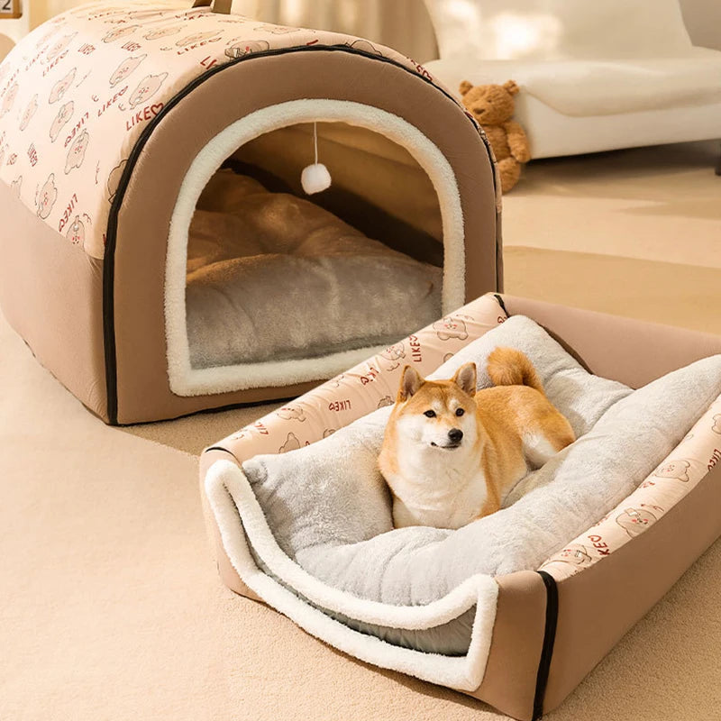 PupCave - Detachable 2 In 1 Winter Warm Dog Cave Bed House