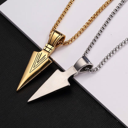 Men's Fashion Jewelry Black Gold Silver color Arrow Head Pendant Long Chain Necklaces mens necklaces Collier Femme ArrowHead - Onset Gadgets