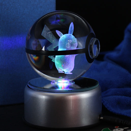 Popullar 80mm 3.15 inch Diameter Crystal Glass Poket Ball with Rotated LED Lamp Base - Onset Gadgets