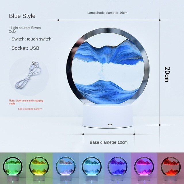 7 Colors USB Sandscape Table Lamp - Onset Gadgets