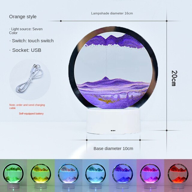 7 Colors USB Sandscape Table Lamp - Onset Gadgets