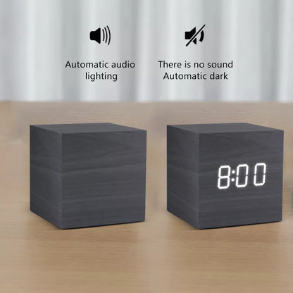 Alarm Clock LED Wooden Watch - Onset Gadgets