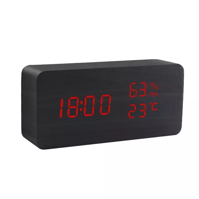 Alarm Clock LED Wooden Watch - Onset Gadgets