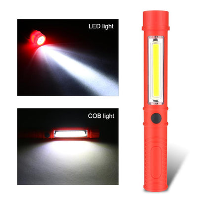 Multifunction COB LED Mini Pen Light Work Inspection LED Flashlight Torch Lamp With the Bottom Magnet and Clip Black/Red/Blue - Onset Gadgets