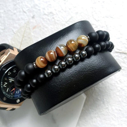 The Protector Hematite Agate Balancing Bracelet Set - Onset Gadgets