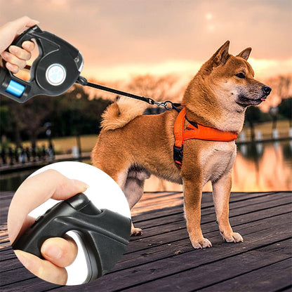 4.5M LED Flashlight Extendable Retractable Pet Dog Leash Lead with Garbage Bag - Onset Gadgets