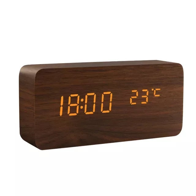 Alarm Clock LED Wooden Watch - Onset Gadgets