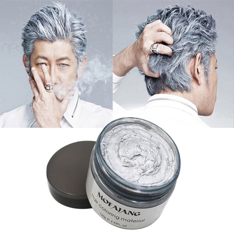 Mofajang Color Hair Wax Styling Pomade Silver Grandma Grey Disposable Natural Hair Strong Gel Cream Hair Dye for Women Men 120g - Onset Gadgets