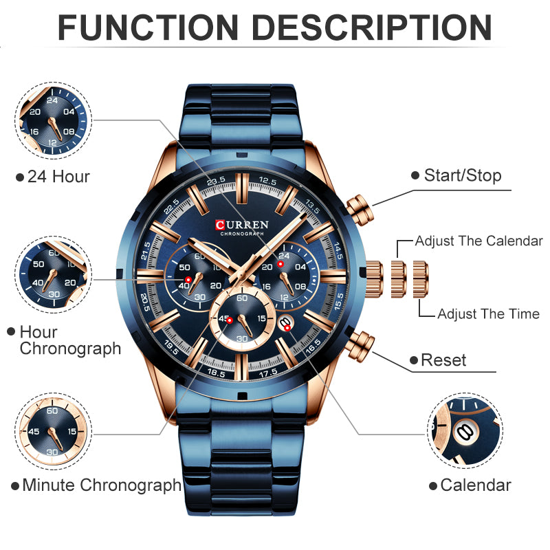 CURREN Men Quartz Watch Top Brand - Onset Gadgets