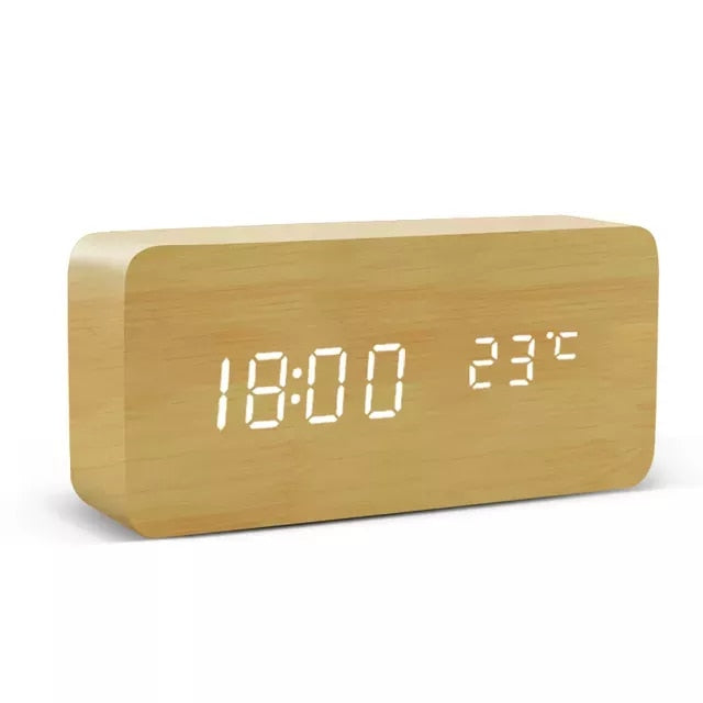 Alarm Clock LED Wooden Watch - Onset Gadgets